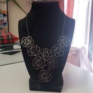 Metallic Rose statement necklace